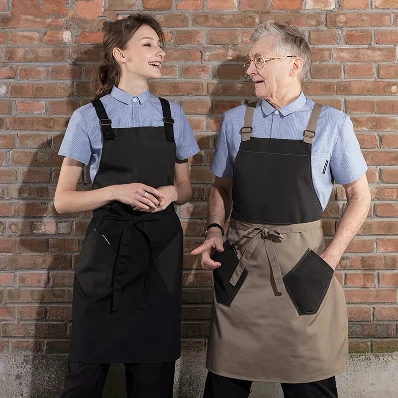 

2021 Newest Hot Solid Cooking Kitchen Apron For Woman Men Chef Waiter Cafe Shop BBQ Hairdresser Aprons Bibs Kitchen Accessory