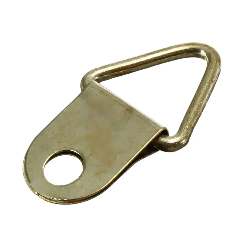 

100 pcs 10x22mm mini golden triangle D-ring hanging painting oil painting frame hook hanger