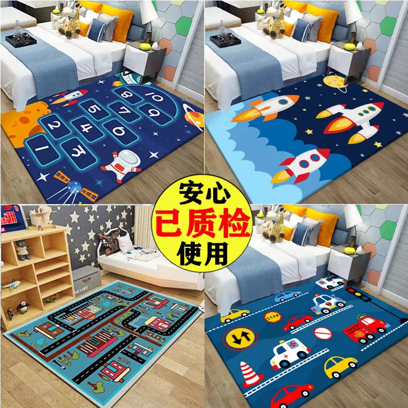 

100x160cm/80x200cm Cute Cartoon Children's Carpet Full of Bedside Carpet Anti-Fall Cushion Puzzle Game Crawling Rugs