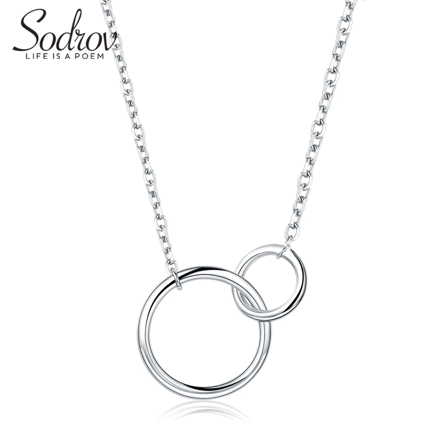 

Sodrov 925 Sterling Silver Two Interlocking Infinity Double Circles Necklace For Women 925 Silver Necklace