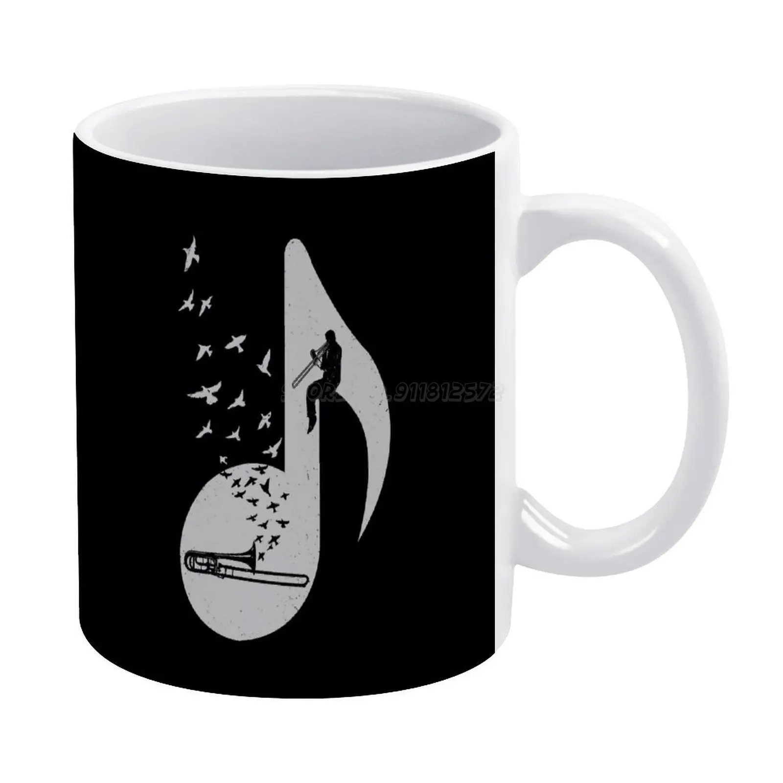 Музыкальная белая кружка тромбон керамическая креативная музыкальные ноты