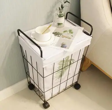 L-with lid Корзина для хранения с колесиками железная ванная комната разное Нижнее белье коробка для хранения игрушек Органайзер канцелярский контейнер корзина для белья pf9220 - Цвет: L-with lid