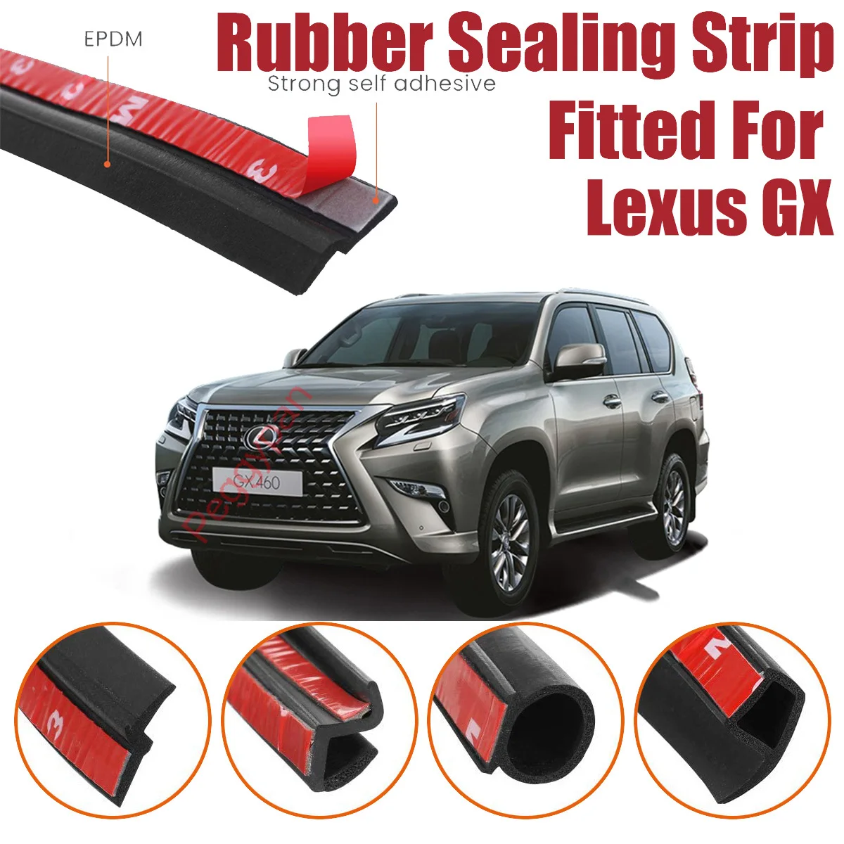 Door Seal Strip Kit Self Adhesive Window Engine Cover Soundproof Rubber Weather Draft Wind Noise Reduction For Lexus GX