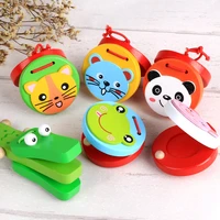 early childhood parenting toddler child boy girl have fun wooden castanets puzzle cartoons instruments musical toys