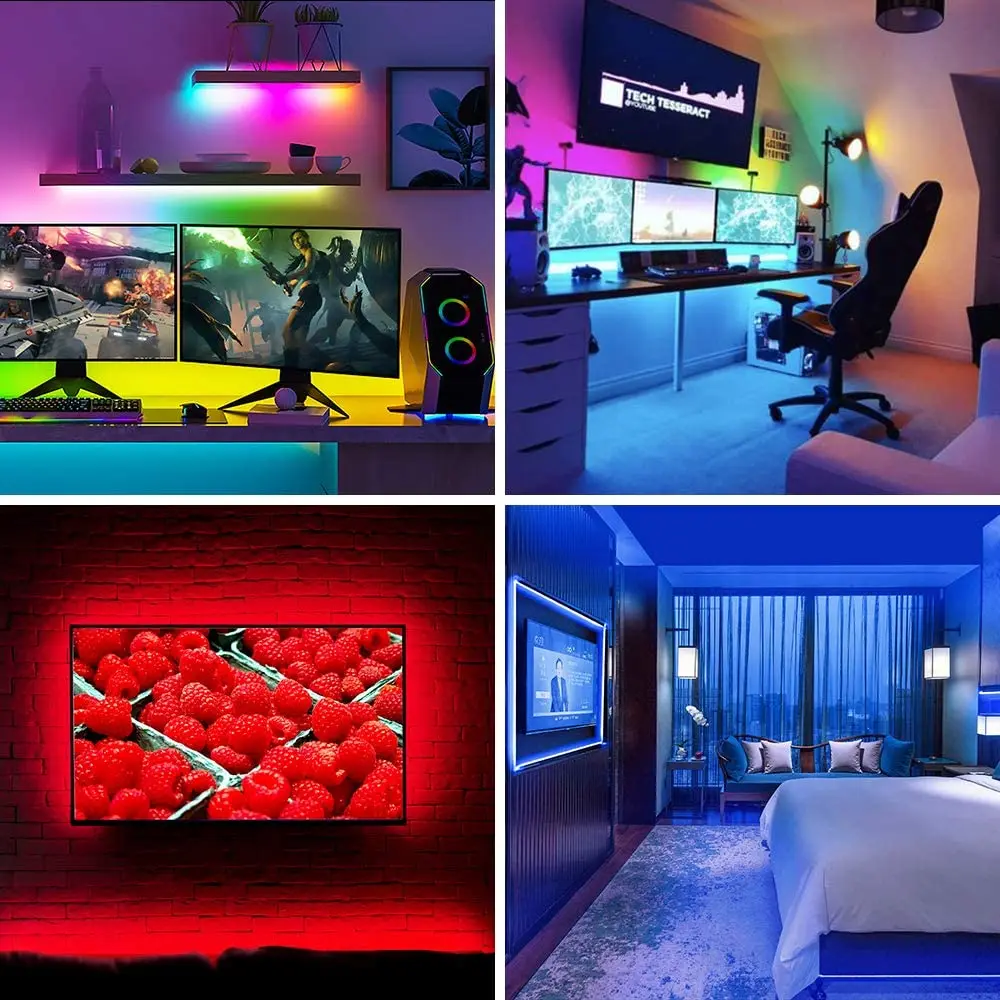 

5M Bluetooth TV Backlight USB LED Strip Lights 1m 3m 5050 RGB Ribbon Band Tape 12V with Controller for Room PC Table Decoration