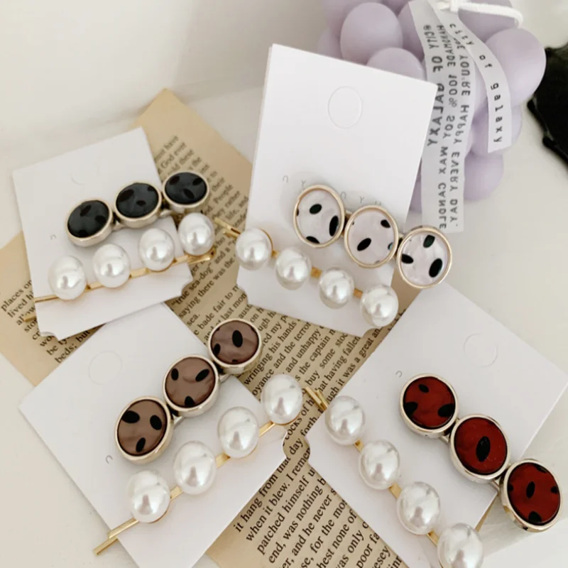 Заколка для волос с леопардовым принтом и жемчугом шикарная комбинированная