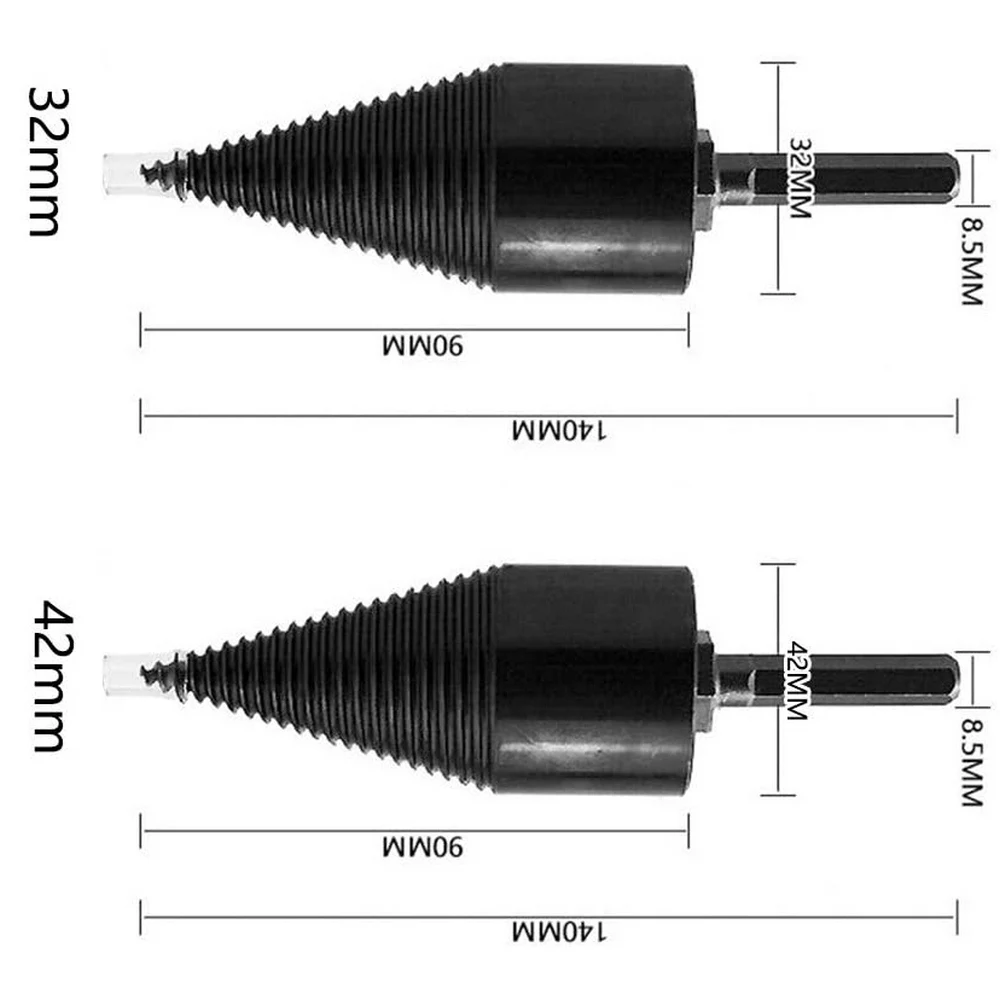 32mm/42mm Wood Splitter Drill Bit High Carbon Steel Round/Hex/Triangle Shank Wood Split Cone Drill Bit Electric Drill Tools
