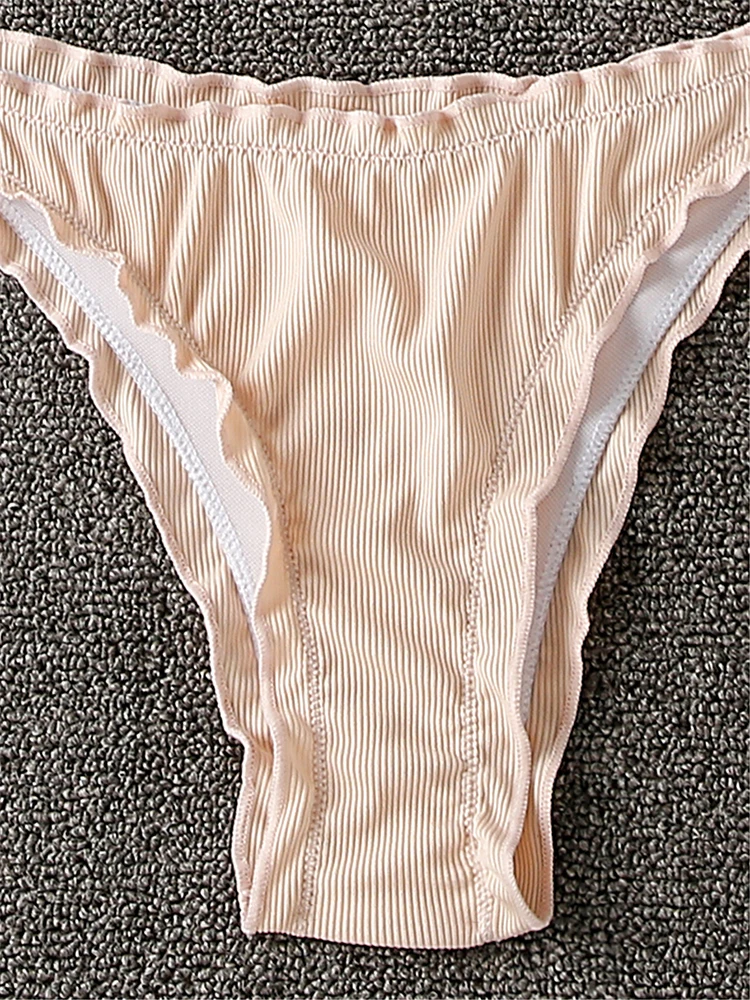 

Apricot Sexy Bikinis Push Up Bikini 2021 New Arrival Halter Bandage Swimsuit Female Low Waist Swimwear Women Biquini