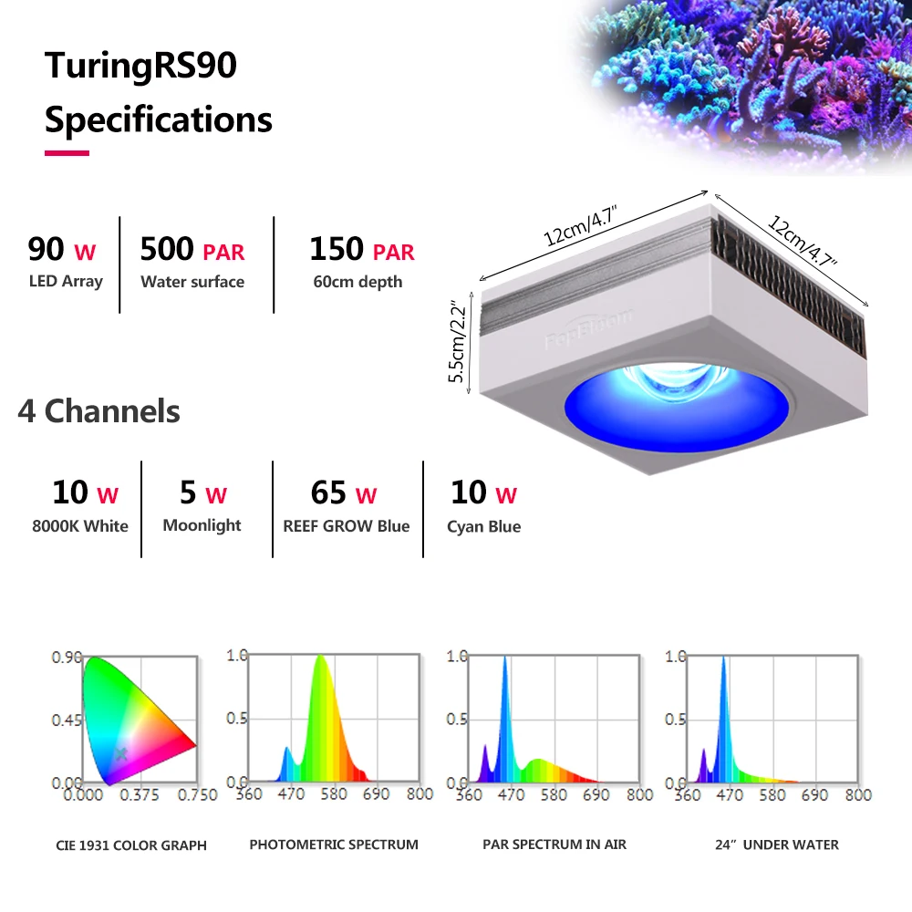 PopBloom-Luz Led de Acuario Marino, iluminaci&oacute;n de Acuario Marino, controlador inteligente-2
