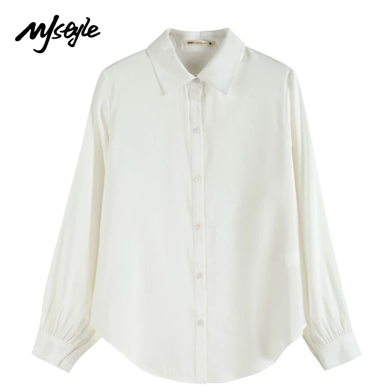 

MJstyle 2021 весна женская обувь для путешествий; Модные Удобные однотонные Цвет рубашка с длинными рукавами для женщин, летние белые блузки, жен...