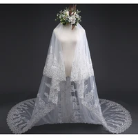 3m3m long wedding veil ivory tulle with floral applique bridal veils with comb