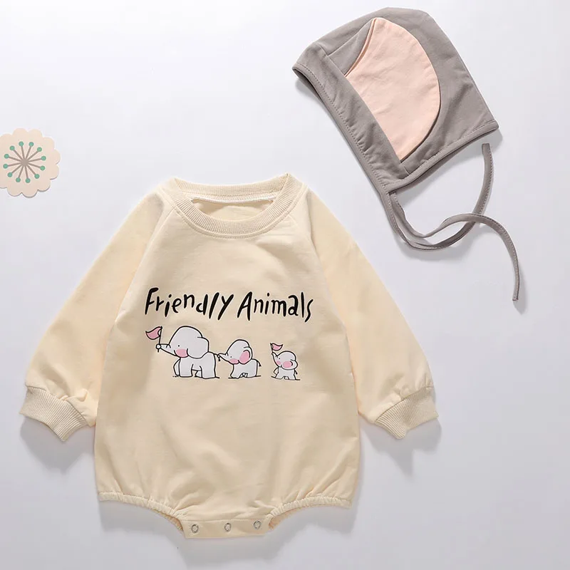 Комбинезон с шапочкой для мальчиков и девочек весна-осень комбинезон длинным