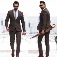 2021 custom made casual brown men suits for wedding 2 piecesjacketpant latest designs prom groom party wear men suit tuxedo