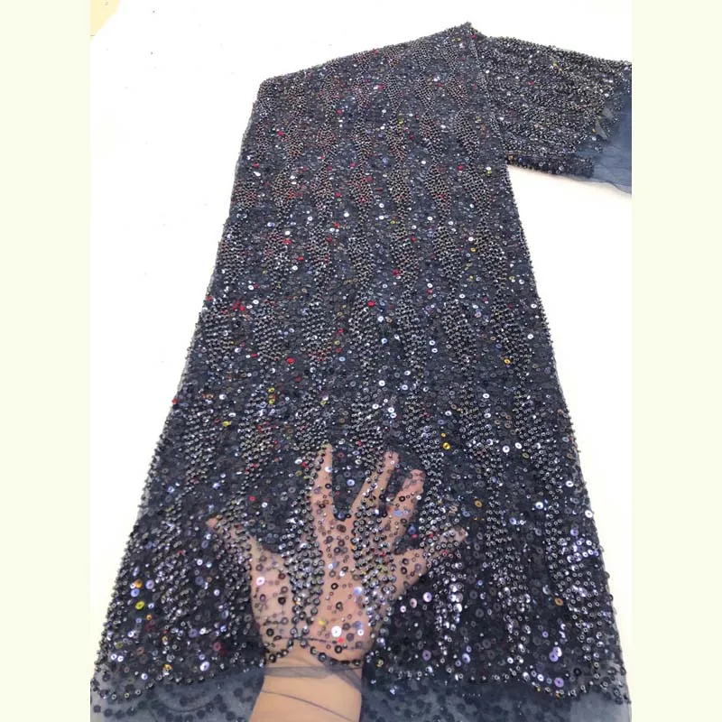 

Swiss Lace Fabric 2021 High Quality Embroidery With Beaded African Laces French Sequins Fabric For Dress YX-6666