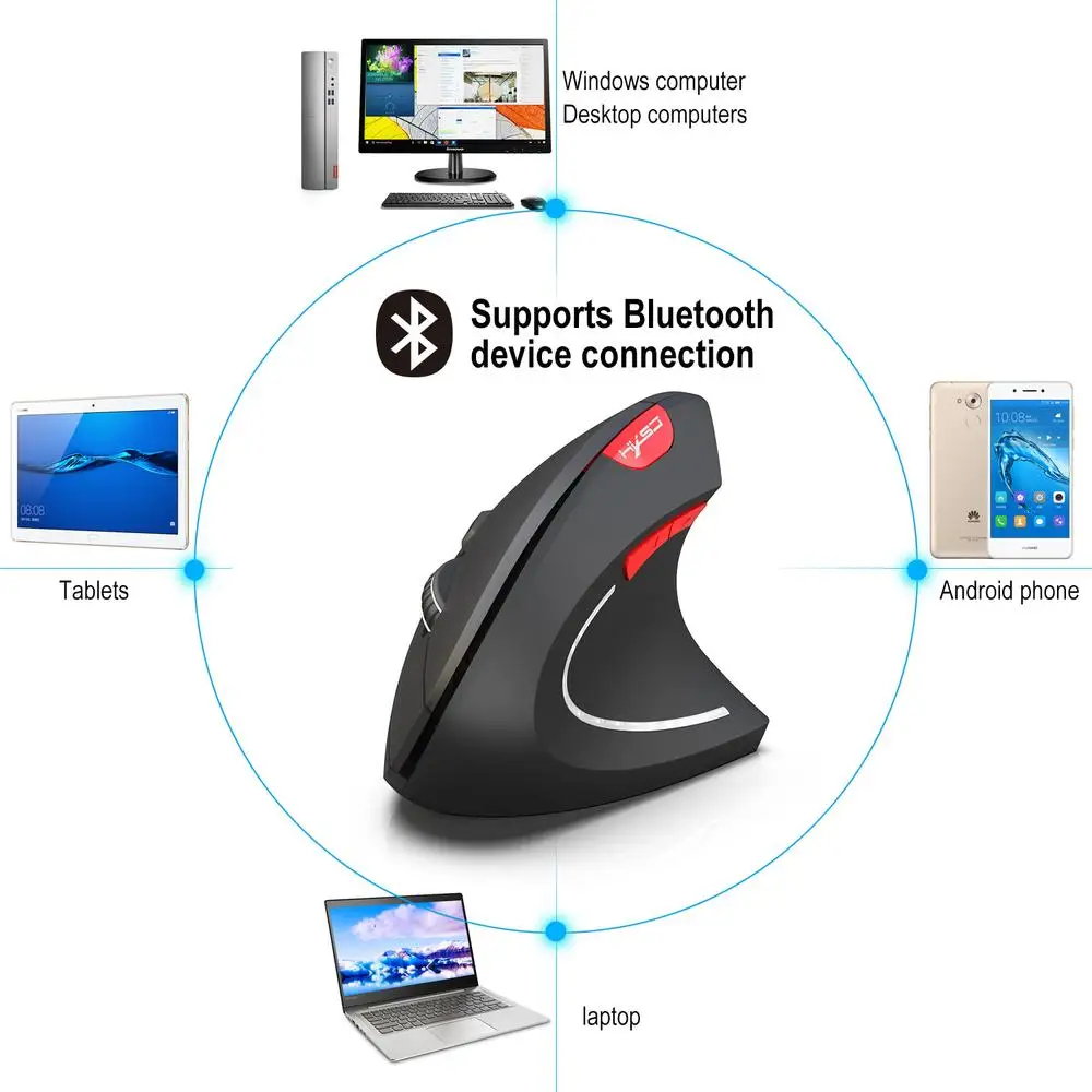 

Bluetooth Vertical Mouse Ergonomics 800/1600/2400DPI Prevention Mouse Hand Game Office PC Notebook Accessories DPI Adjustable