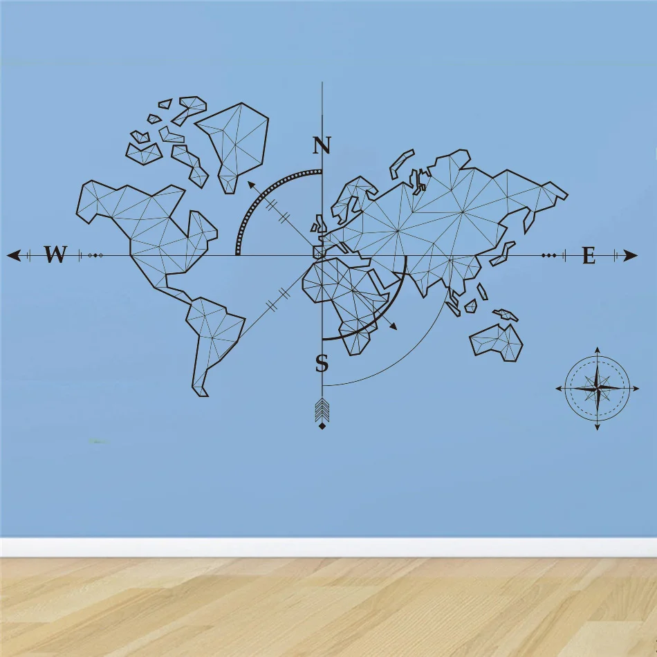 Большой мир Mape Компас для дома Наклейка на стену разведка приключений глобальное