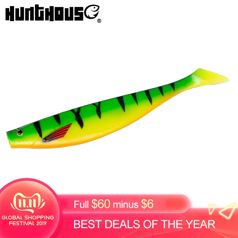 Hunthouse большая Мягкая приманка для рыбалки shad 180 мм 42 г 8 цветов 3 шт./партия ПВХ материал для окуня zander