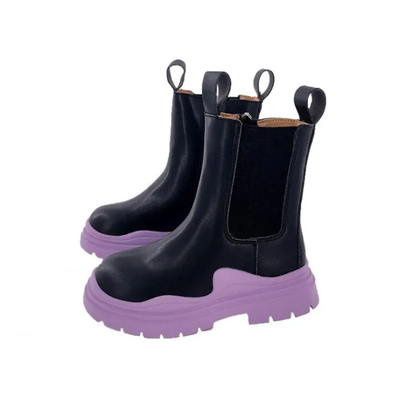 

Girls Martin Boots 2021 New Children Genuine Leather Boots British Children's Boots Boys Short Boots Red Smoke Boots