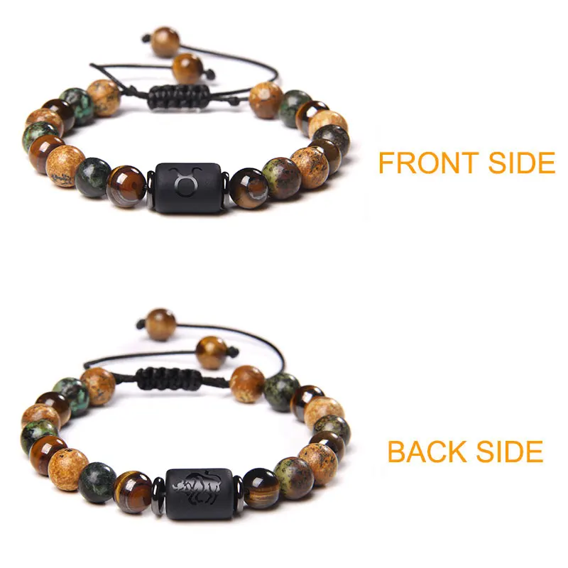 Браслет из бирюзы 12 знаков зодиака созвездие натуральный тигровый глаз |