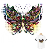 fashion colorful butterfly animal iron on patches for diy heat transfer clothes t shirt thermal stickers decoration printing