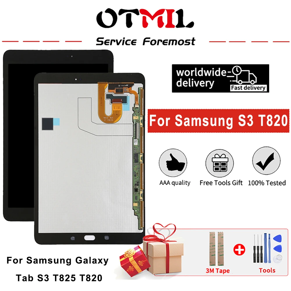

ЖК-дисплей 9,7 дюйма для Samsung Galaxy Tab S3 T825 T820, ЖК-дисплей с сенсорным экраном и дигитайзером для Samsung S3 T820, ЖК-дисплей на замену