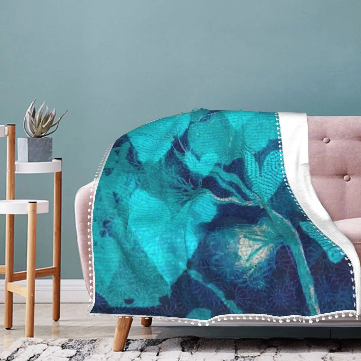 

Blue Hearts Blanket Pattern Cute Fleece Blanket All Weather Soft Fashion Bedspread