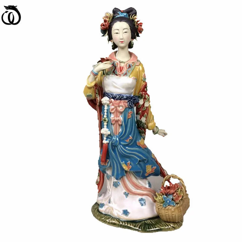 

WU Чэнь длинные Китайский классический дайюй красивая фигура женщины сон камеры Леди Арт Скульптура Керамика ремесло домашнего декора R6933