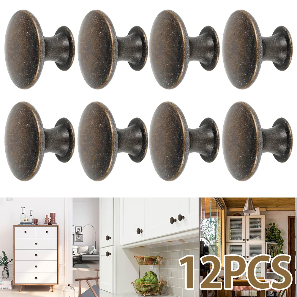 

12pcs Vintage Cabinet Knobs Cupboard Door Dresser Pull Knob Single Hole Drawer Handle Knob for Furniture Wardrobe Decoration