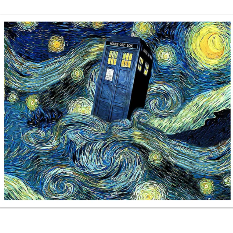 

DIY Набор для рисования по номерам Доктор Кто Ван Гог звездное небо Раскраска по номерам аниме современное настенное искусство для декора го...
