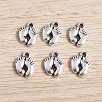 40pcs 1014mm alloy charms retro silver color baby feet charms pendant for jewelry making necklace earrings diy crafts accessory