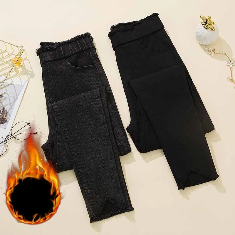 

Women's Wear New And Thickened Denim Pants In Autumn And Winter 2021 Wear Tight Bottomed Leggings Outside