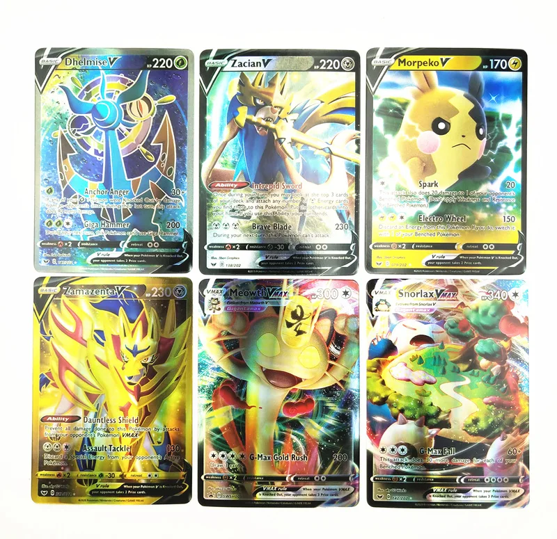 64 шт./компл. новая игра Pokemon Боевая карта PTCG Покемон английская флеш-карта Vmax
