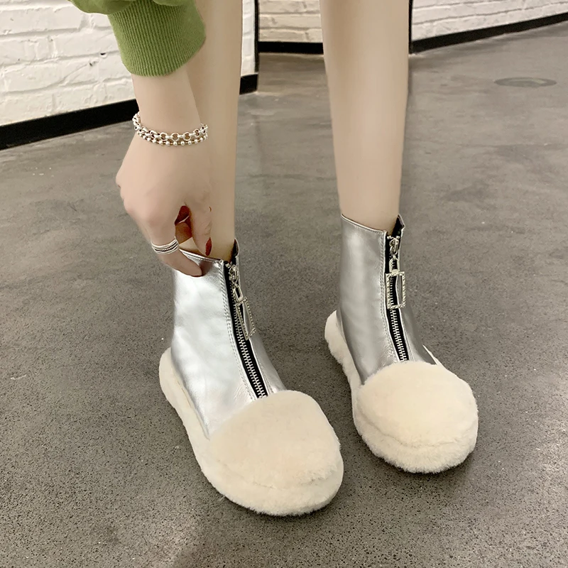 Новинка 2019 года Блестящие ботильоны на низком каблуке с молнией спереди Цвет