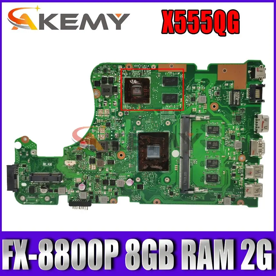 

Материнская плата Akemy для ASUS X555YI X555YA X555D A555DG X555QG X555Y материнская плата для ноутбука ЦП 8 ГБ ОЗУ 2 ГП, протестирована полностью