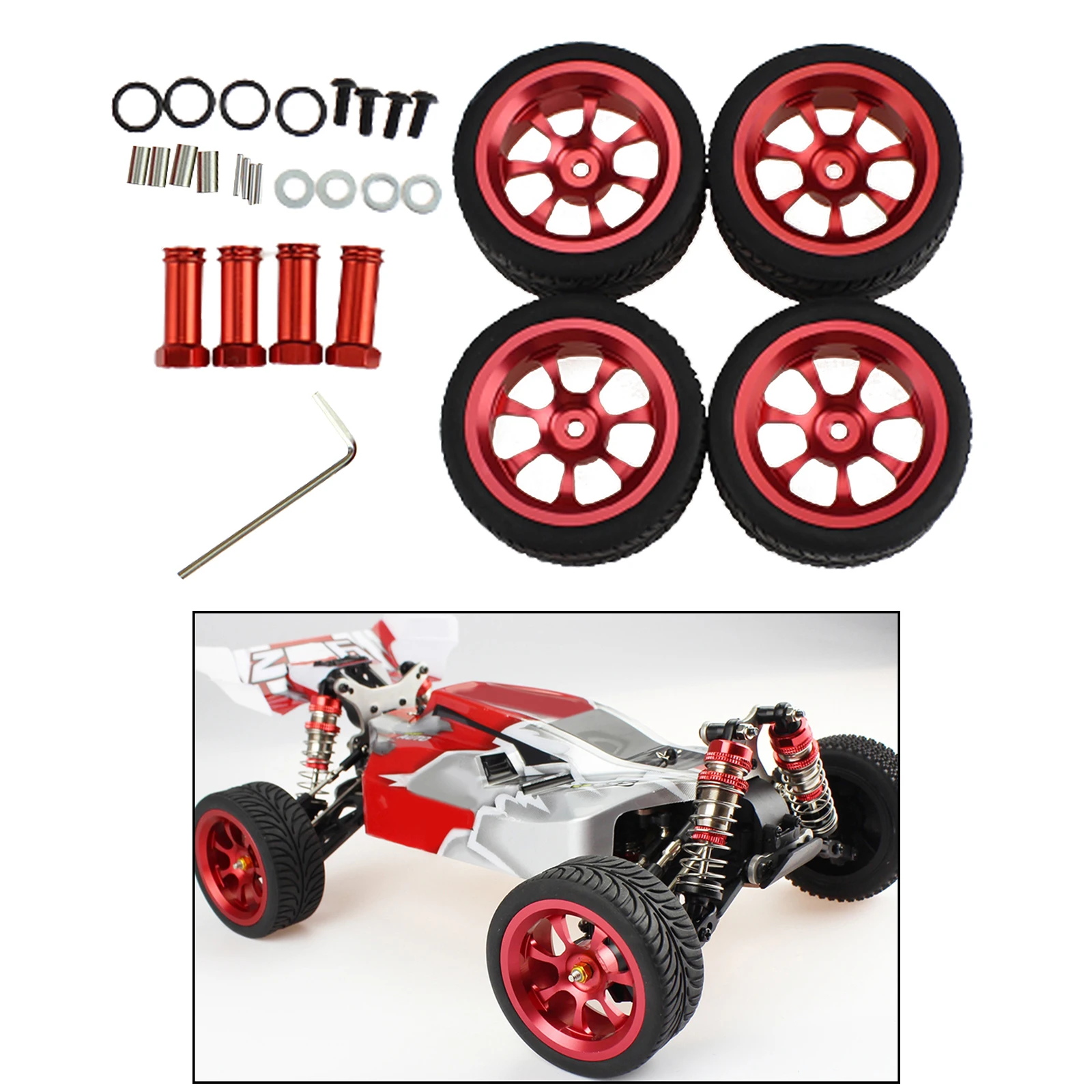 

4pcs 1:12 RC Car Trunk Tires Replacement for 1:12 Wltoys 124018