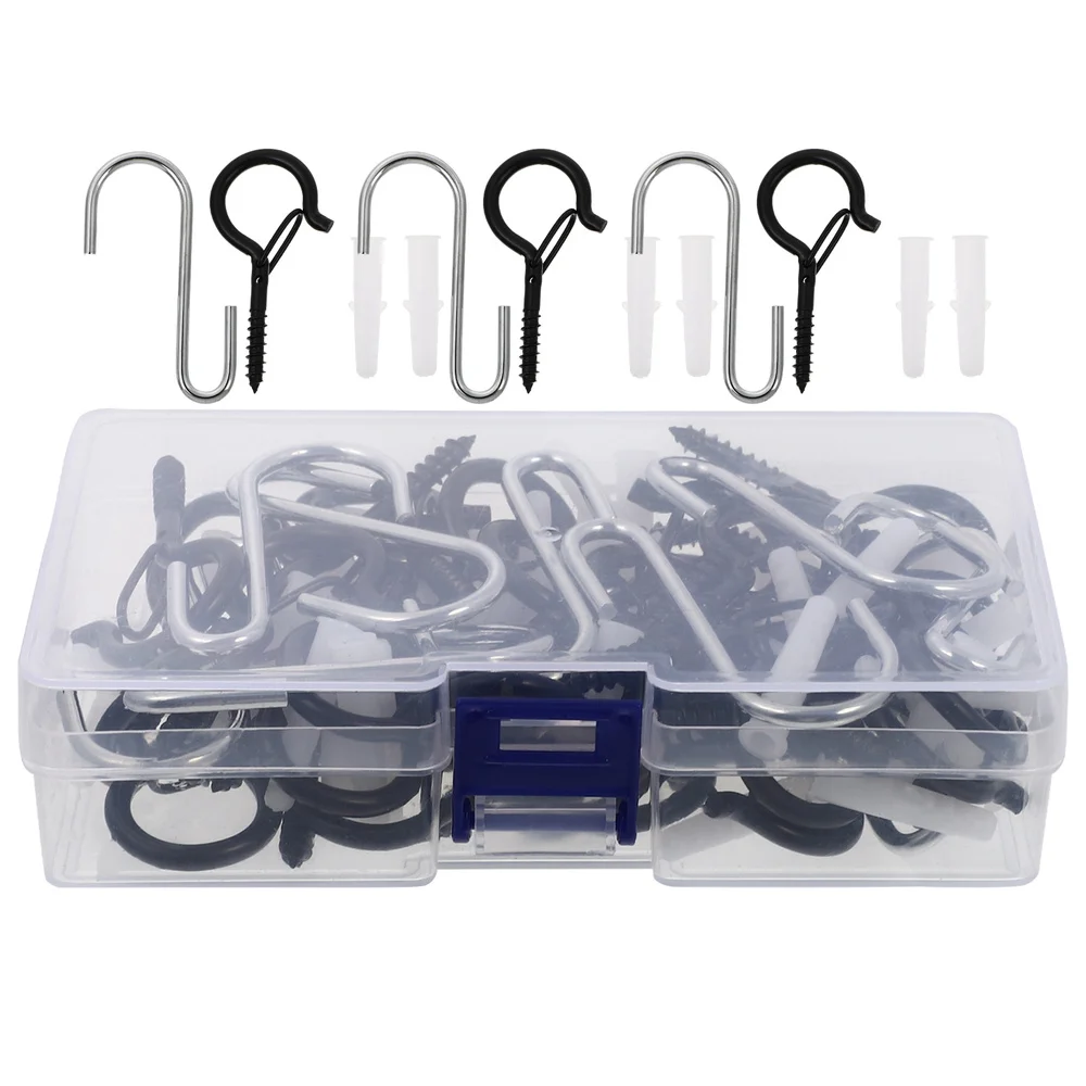 

1 Set 90Pcs Threaded Hooks Durable Heavy Duty Household Storage Hooks (Black)
