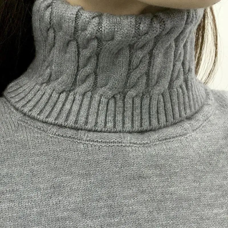 

High Quality Turtleneck Autumn Winter New European Style Women Fashion Outwear Pullovers Knitted Cashmere Sweater Lady Big Size