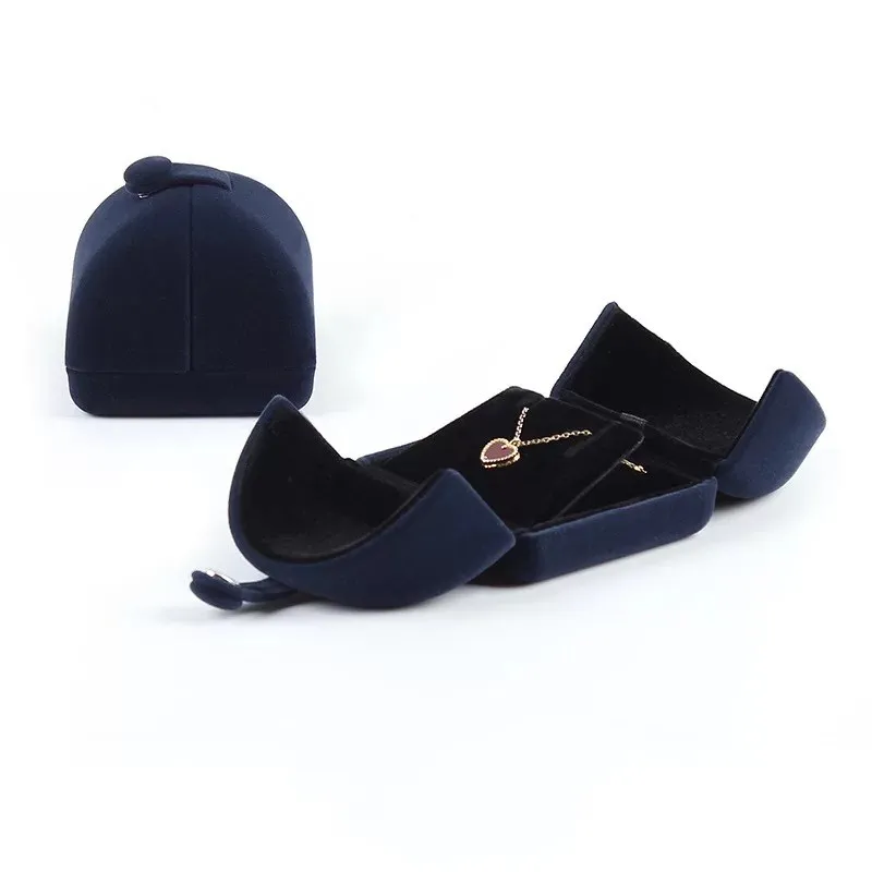 HOSENG 30Pcs Jewelry Box With Metal Lock For Women Wedding Engagement Elegant Case Blue Double Door Necklace Package HS_908