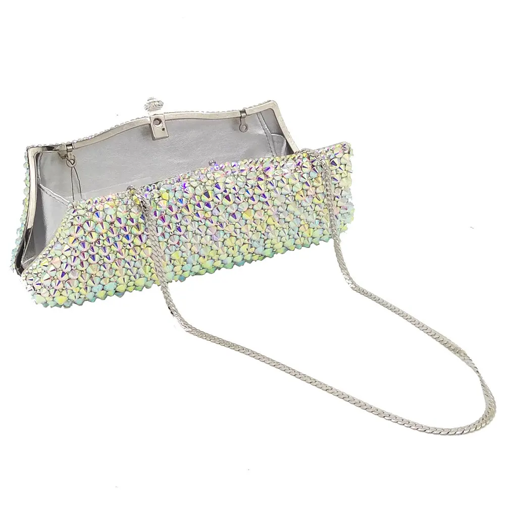 Boutique De FGG серебряные женские вечерние кошельки с кристаллами AB сумочка для