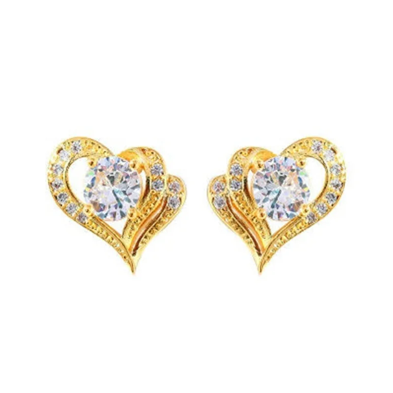 

Korean Style Earrings 925 Silver Jewelry with Zircon Gemstone Heart Shape Stud Earrings for Women Wedding Party Gift Accessories