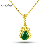 kissflower nk68 2022 fine jewelry wholesale fashion woman girl birthday wedding gift hollow flower 24kt gold pendant necklaces