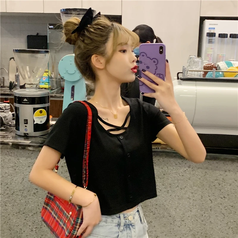 

YTX583 Korean version of 2021 new slim and thin short-sleeved T-shirt