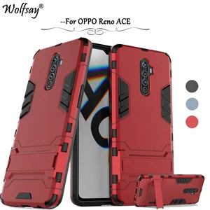 for oppo reno ace case reno ace case shockproof armor silicon cover stand hard pc protective phone case bumper for oppo reno ace free global shipping