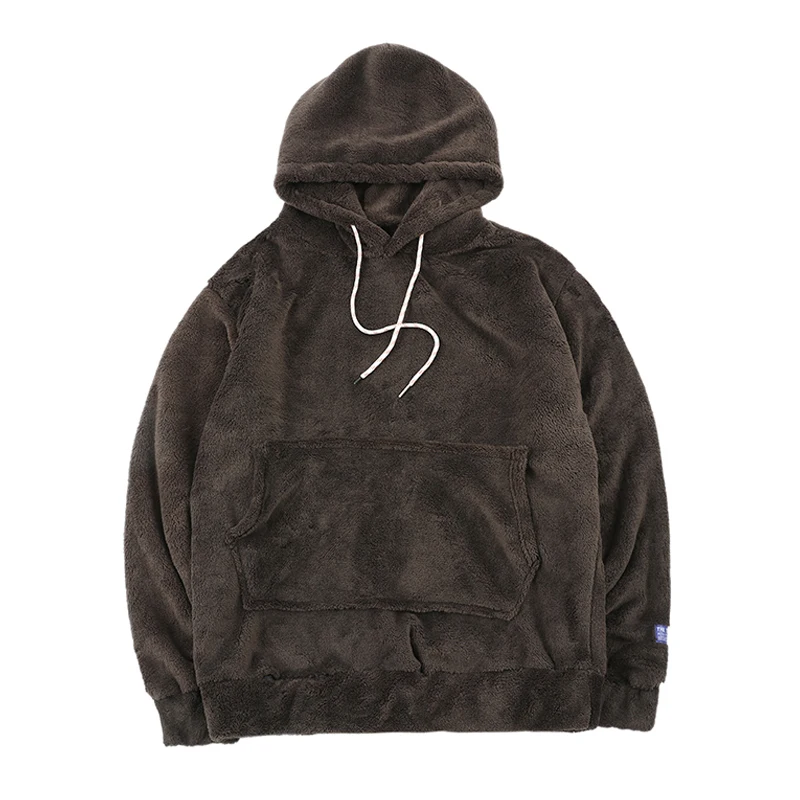brown hoodies Plegie подстежка на искусственном меху, передний карман Толстовка Для мужчин зимние однотонные Цвет больших размеров с капюшоном Свитшот Для мужчин; Классные модные толстовки с капюшоном унисекс 5-Цвета - Цвет: brown hoodies