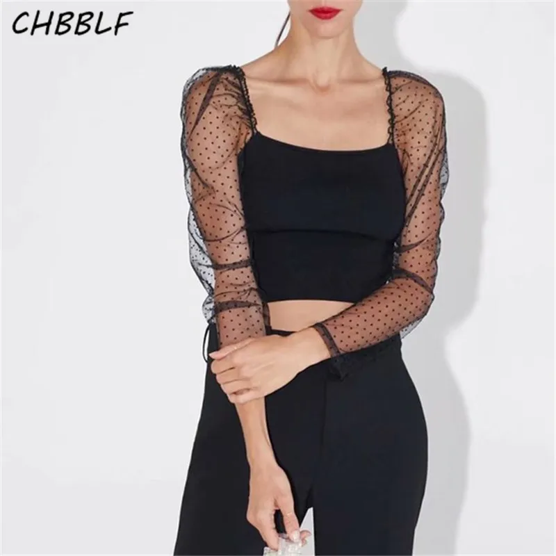 Женская блузка с квадратным вырезом CHBBLF пикантный облегающий укороченный топ из