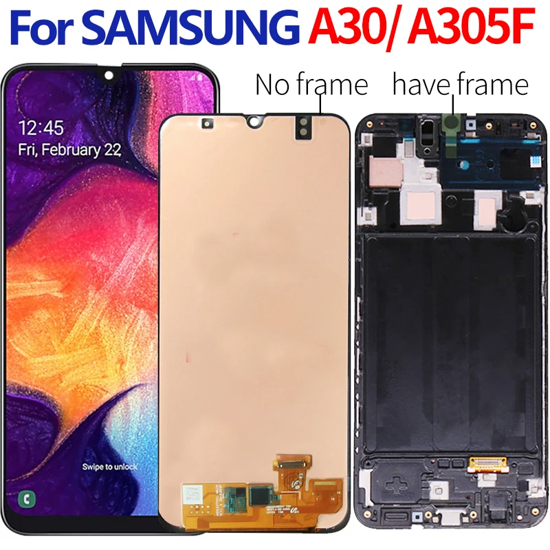 

ЖК-дисплей для Samsung galaxy A30, A305/DS, A305F, A305FD, A305A, сенсорный экран, дигитайзер в сборе для Samsung A30, A305, ЖК-дисплей