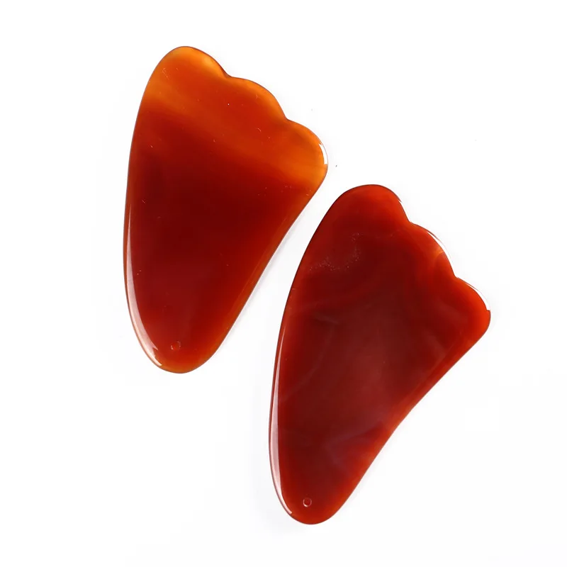 Скребок гуаши из красного оникса нефритовый массажер гуаша для лица натуральный