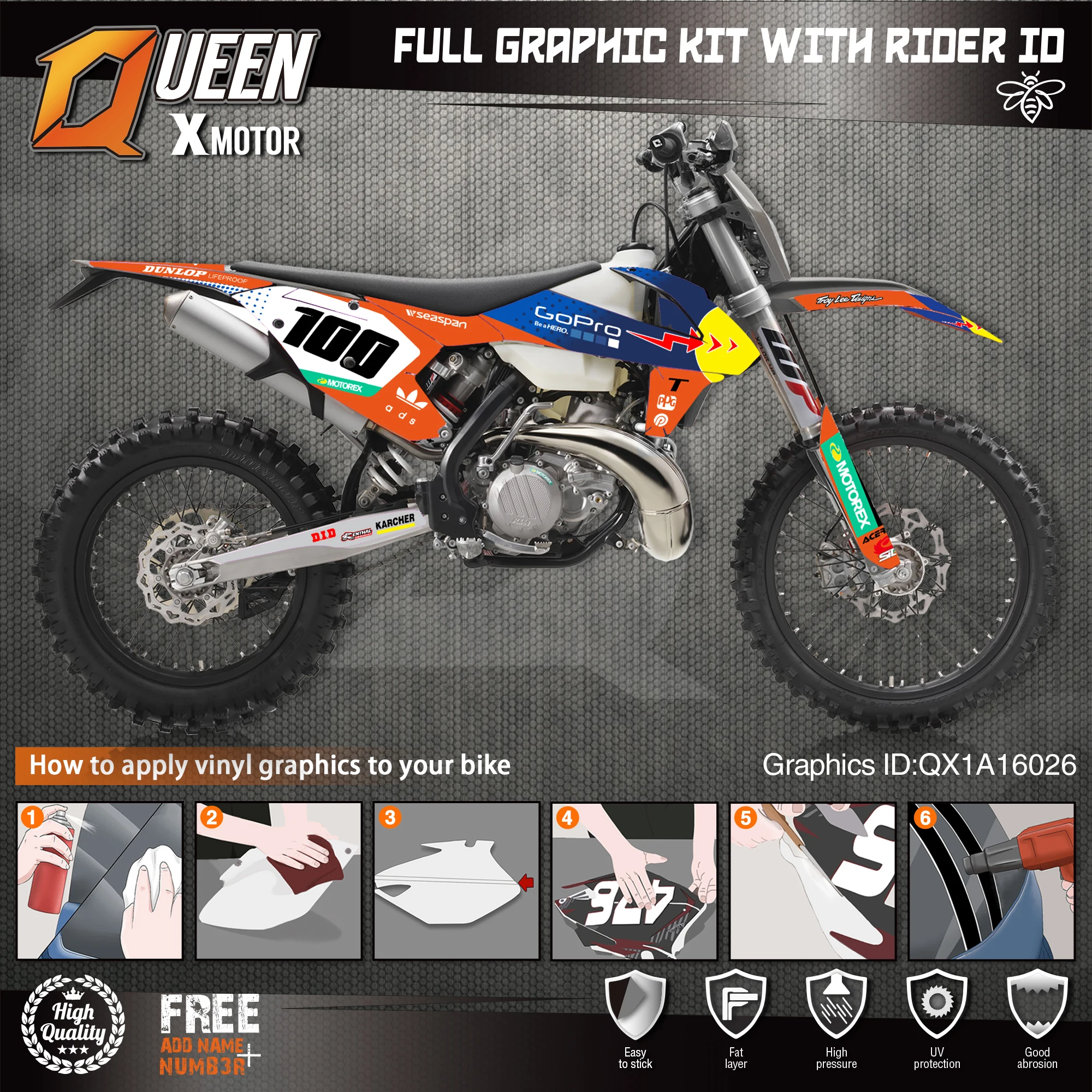 Оригинальные графические наклейки QUEEN X MOTOR Team Набор наклеек для KTM 2016 2017 2018 SX SXF 2019