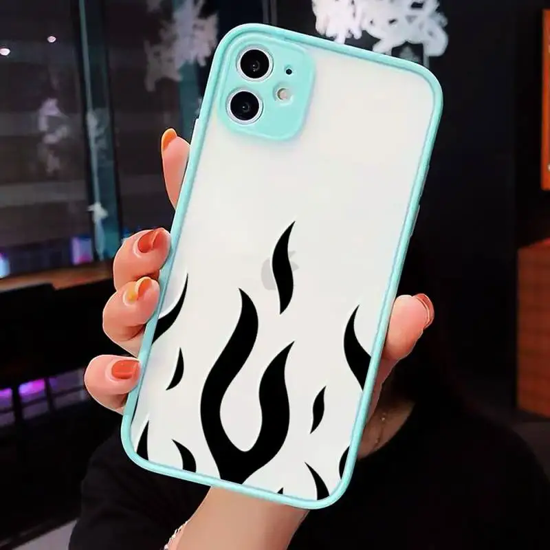 

Fashion Red Flames Fitted Phone Case Matte Transparent for iPhone 7 8 11 12 s mini pro X XS XR MAX Plus cover funda