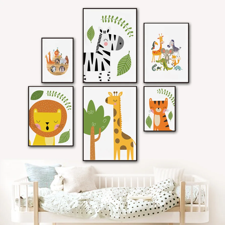 

Wall Art Cartoon Animals Children's Room Decoration Canvas Painting Hd Print Poster Decoration Living Room